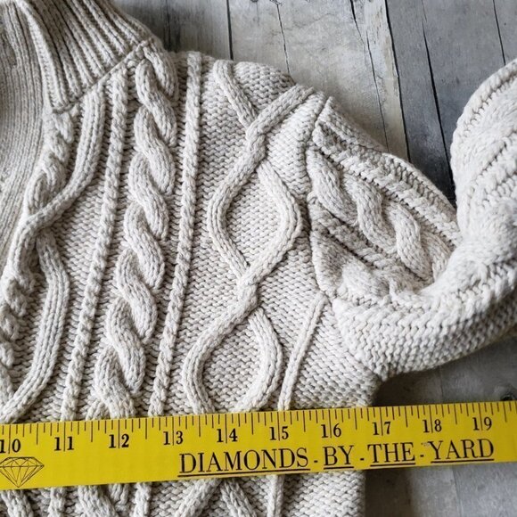 Gap Cream Boys 3 Button Cable Knit Sweater With Sherpa Collar - Picture 4 of 6